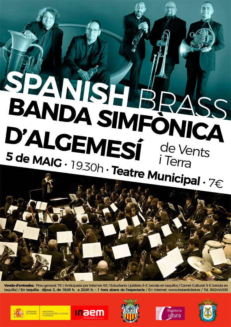 La Banda Simfònica d’Algemesí i el prestigiós quintet Spanish Brass, junts en concert
